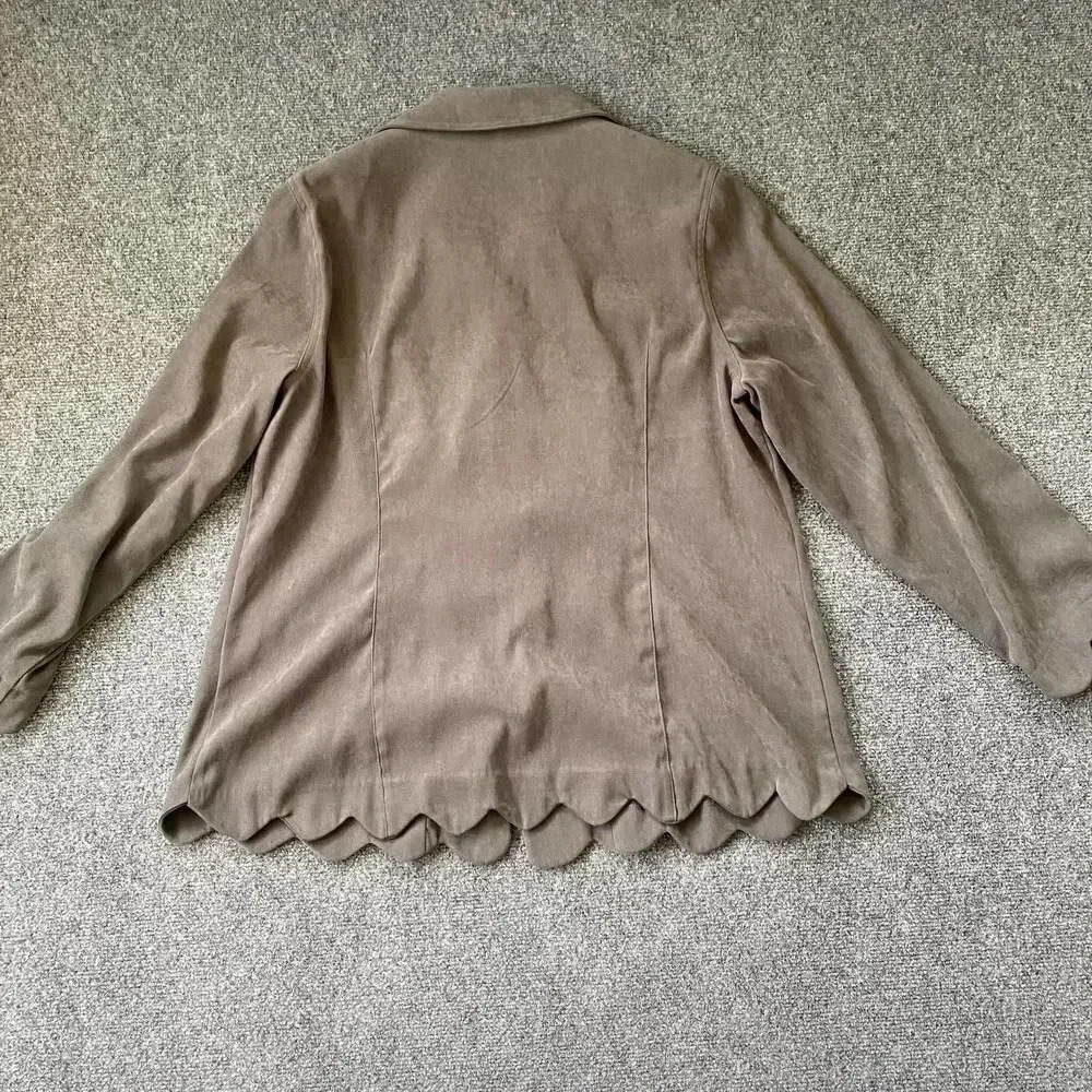 Roamans Womens Plus Shirt Jacket Scallop Hem 14W - Picture 2 of 12